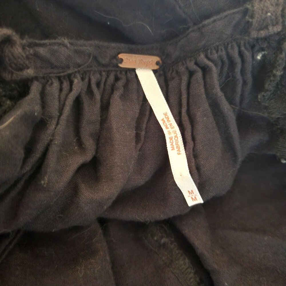 Free People Black Cotton Square Neck Ruffled Tiered Sundress - Picture 4 of 4